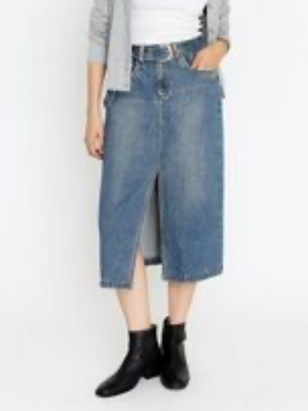 HOUSE OF HARLOW 1960 Classic Blue Denim Skirt with Belt size 4